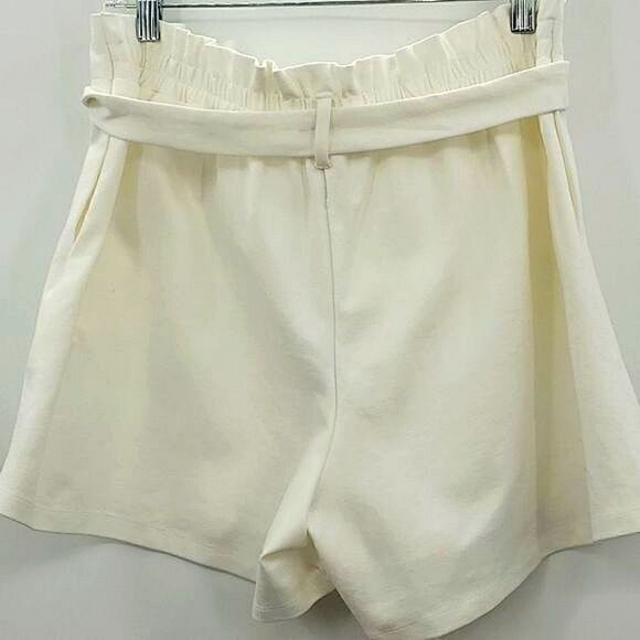 Windsor Womens Bow Tie High Wast Paper Bag Shorts Ivory Size XL - Picture 4 of 12